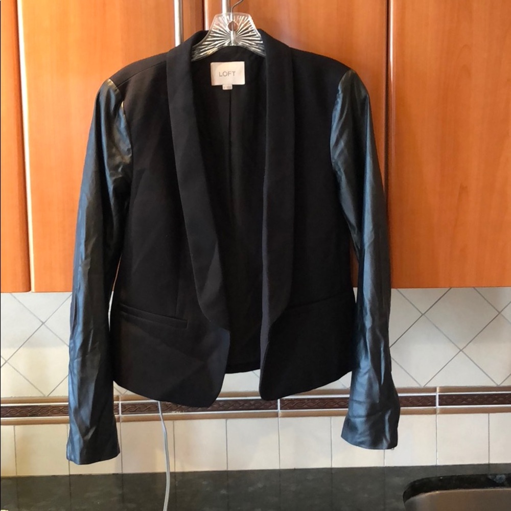 Black Tuxedo Blazer with “Leather” Sleeves